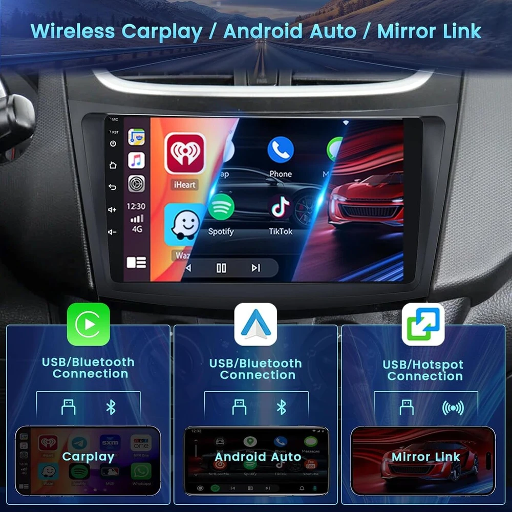 Automagnetola Fuluku 2+64g android automobilinis radijas, skirtas suzuki swift 2011-2017 su belaidžiu carpaly ir android auto, 9 colių ips jutiklinis ekranas su bluetooth/gps/atbuline kamera/fm/wifi/swc/26ui