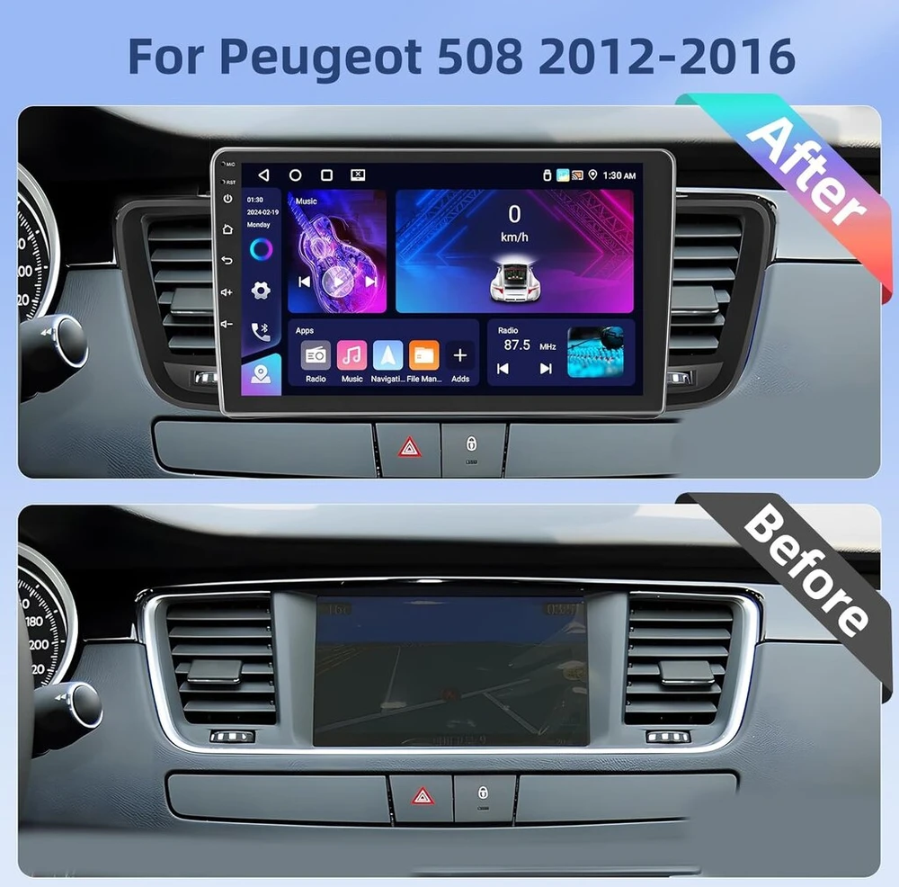 Automagnetola Hikity [4+64gb] android 13 automobilinis radijas carplay android auto belaidis, skirtas peugeot 508 2012-2016, 9 colių radijo ekranas, bluetooth mirror link navigacija gps eq dsp wifi fm