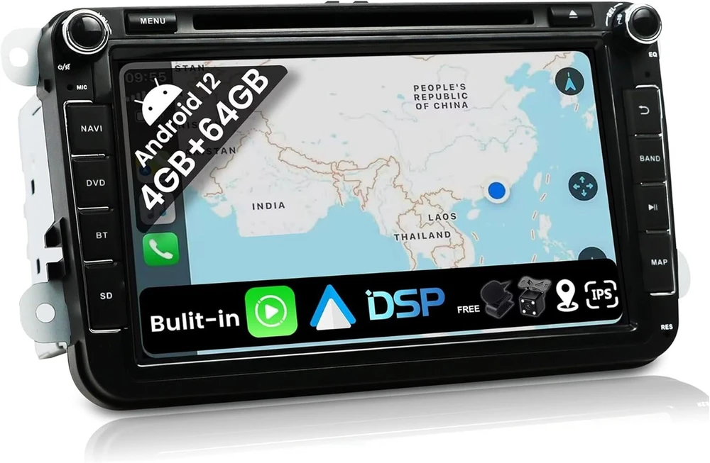 Automagnetola Joyx android 10 automobilinis radijas, tinkamas vw passat/golf/skoda/seat - 4g + 64g - įmontuotas dsp carplay android car - galinio vaizdo kamera canbus free - 8 colių - su dab vairo valdymu 4g wifi