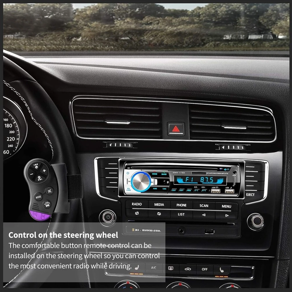 Automagnetola Lifelf automobilinis radijas su bluetooth laisvų rankų įranga, 65 W x 4 bluetooth automobilinis radijas 1 din su vairo nuotolinio valdymo pulteliu, fm/am/mp3 grotuvas, 2 x usb, tf, aux audio, antenos adapteris