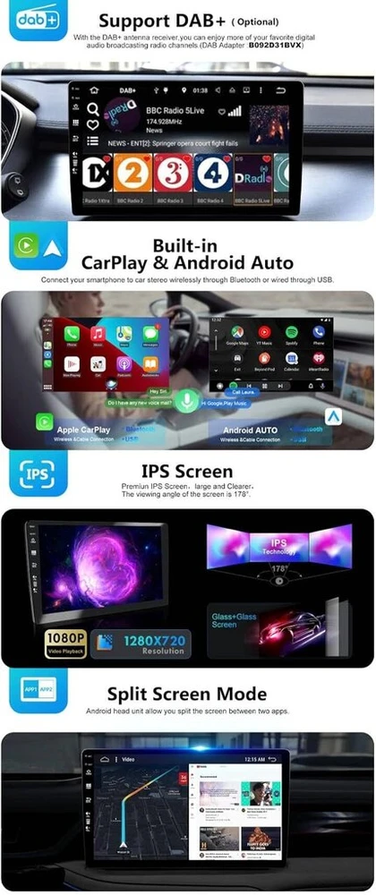 Automagnetola Sxauto android 14 ips automobilinis radijas vw golf 6 (2008-2016) - integruotas carplay android auto - atbulinės eigos kamera nemokamai - 2g + 32g - vairo valdymas dab greitas įkrovimas wifi bluetooth - 2 din 9 colių
