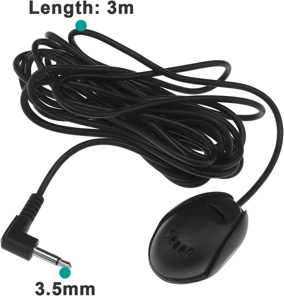 Automagnetola Yinettech 3.5mm išorinis automobilinis mikrofonas su 3m laidu, skirtas automobilio pagrindiniam įrenginiui Bluetooth Audio Stereo Gps Dvd Plug and Play