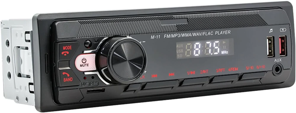 Automagnetola Yolispa automobilinis radijas su bluetooth, 7 spalvų automobilinis radijas su usb/aux/sd/mp3 grotuvu, automobilinis radijas su bluetooth laisvų rankų įranga, universalūs fm automobiliniai radijo imtuvai su fm 87.5 ~ 108 mhz priėmimo dažniu