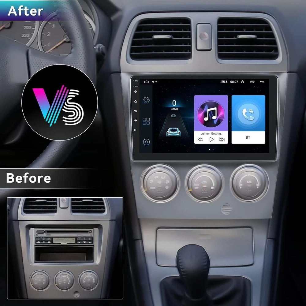 Automagnetola Yuntx [4gb + 64gb] Android 14 automobilinis radijas, skirtas Subaru Impreza Gd Gg 2002-2007 - [integruotas Carplay/android Auto/dsp/gps] - 9 colių Ips ekranas Dab/mirror Link/bluetooth 5.0/360 kamera