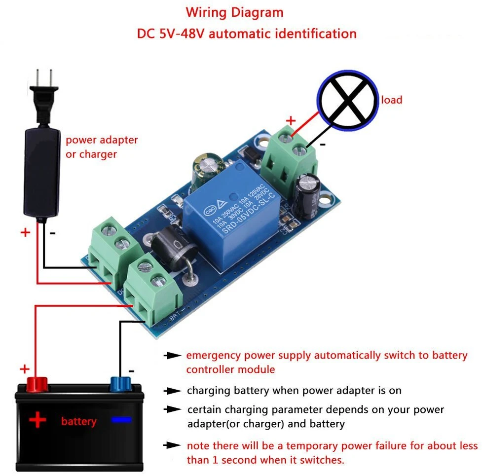 Automatinis perjungimo modulis 5v-48v 10a maitinimo šaltiniams