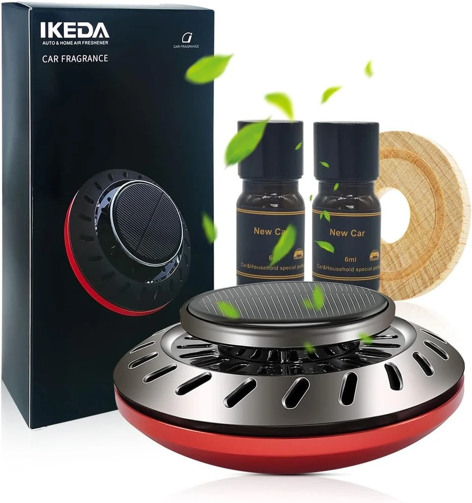 Automobilinis oro gaiviklis, saulės energija varomas kvapų difuzorius, automatinė aromaterapijos rotacija, 12 ml eterinis aliejus, 60 dienų gaivus kvapas taksi, biurui, namams (naujas automobilis)
