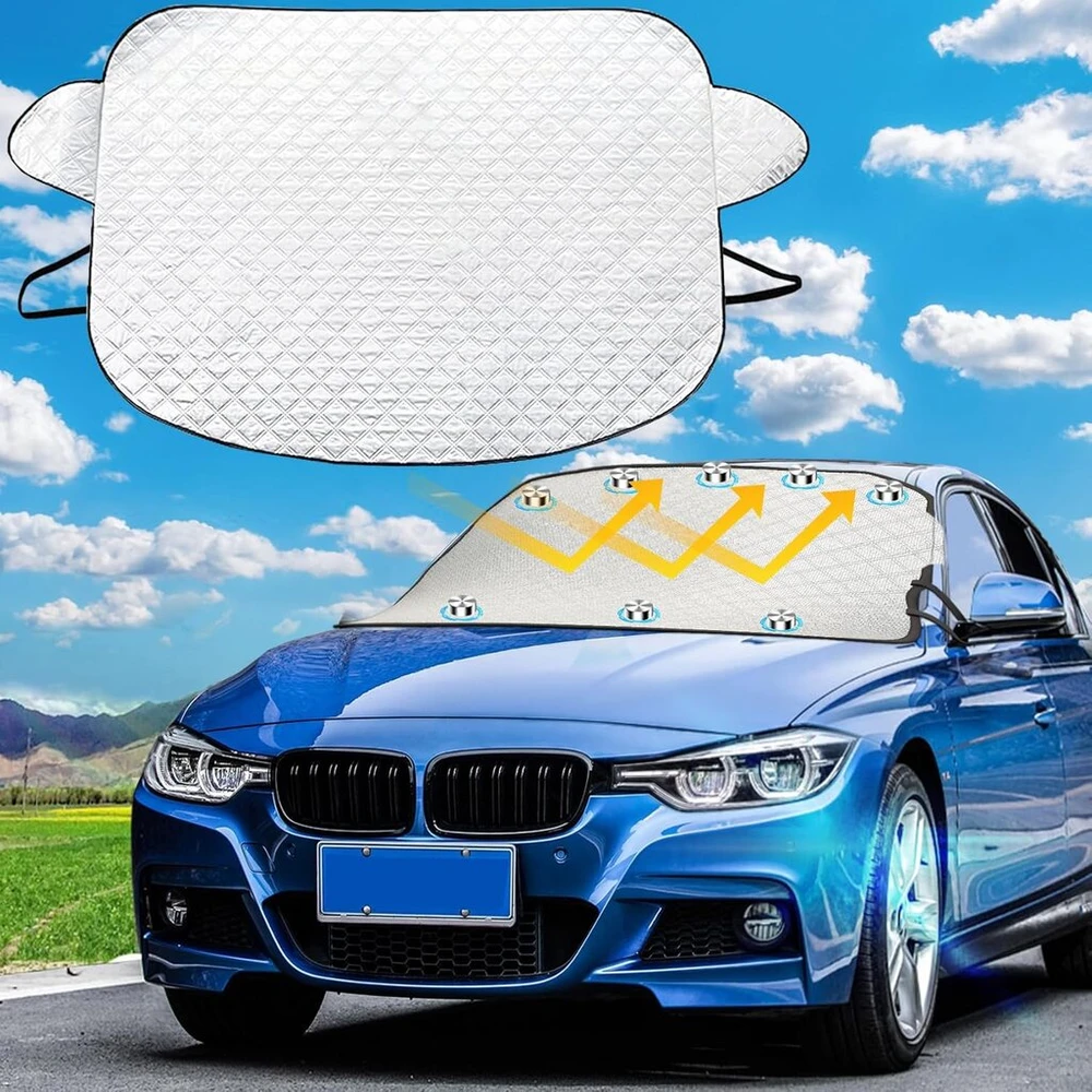 Automobilio priekinio stiklo apsauga nuo saulės, priekinio stiklo uždangalas su 10 magnetinių apsaugų nuo saulės, apsauga nuo karščio, saulės uždangalas, tinkamas daugumai automobilių