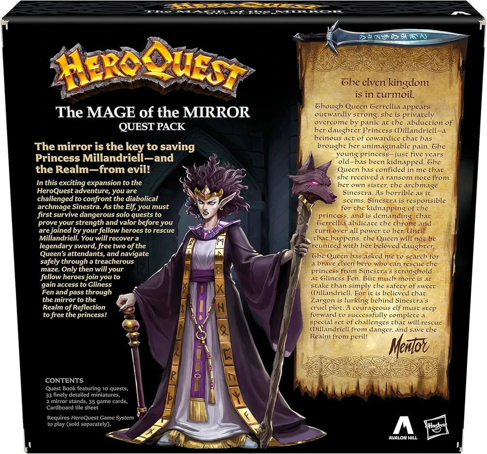Avalon Hill Heroquest The Mage of Mirror Quest Pack, vaidmenų žaidimas būtinas, sistema žaisti nuo 14 metų, F7539, įvairiaspalvis