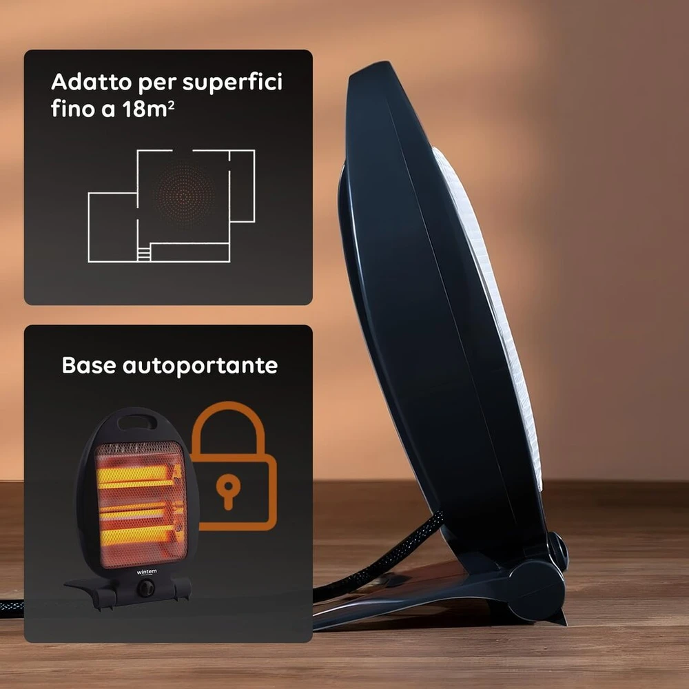 Avilia kvarcinis elektrinis šildytuvas su 2 šildymo nustatymais 400/800w - idealiai tinka miegamojo, vonios kambario ar biuro šildymui su apsaugos nuo apvirtimo pagrindu, saugos sistema ir rankena - 25 x 14 x 35 cm