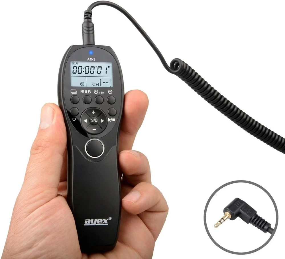 Ayex laikmačio nuotolinio valdymo pultas Ax-3 E3, suderinamas su Pentax, pvz., 645d K30 K50 Ist-dl Ist-k100d, suderinamas su Olympus Om-d E-m1 Mark Ii, mažo/didelio greičio nepertraukiamas fotografavimas, bulb režimas ir fotografavimas su laikmačiu