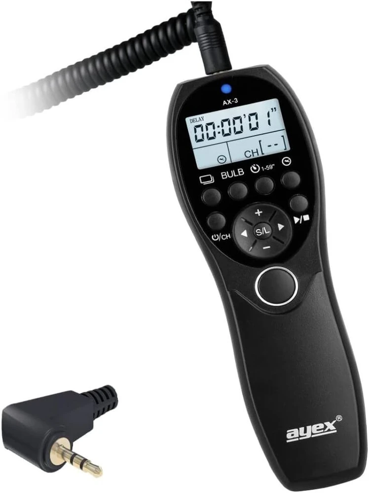 Ayex laikmačio nuotolinio valdymo pultas Ax-3 E3, suderinamas su Pentax, pvz., 645d K30 K50 Ist-dl Ist-k100d, suderinamas su Olympus Om-d E-m1 Mark Ii, mažo/didelio greičio nepertraukiamas fotografavimas, bulb režimas ir fotografavimas su laikmačiu