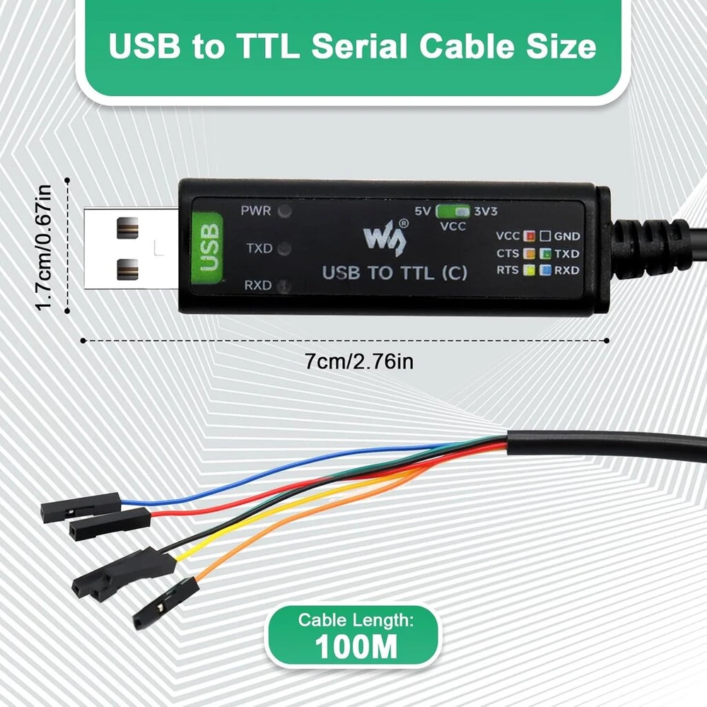 Aywhp 1.8m / 5.9ft usb į ttl serial kabelis ft232rl usb ttl adapteris su 4 kontaktų jungtimi + sh1.0 3 kontaktų jungtis, skirta win7/8/10/11/mac/linux/r-pi 5