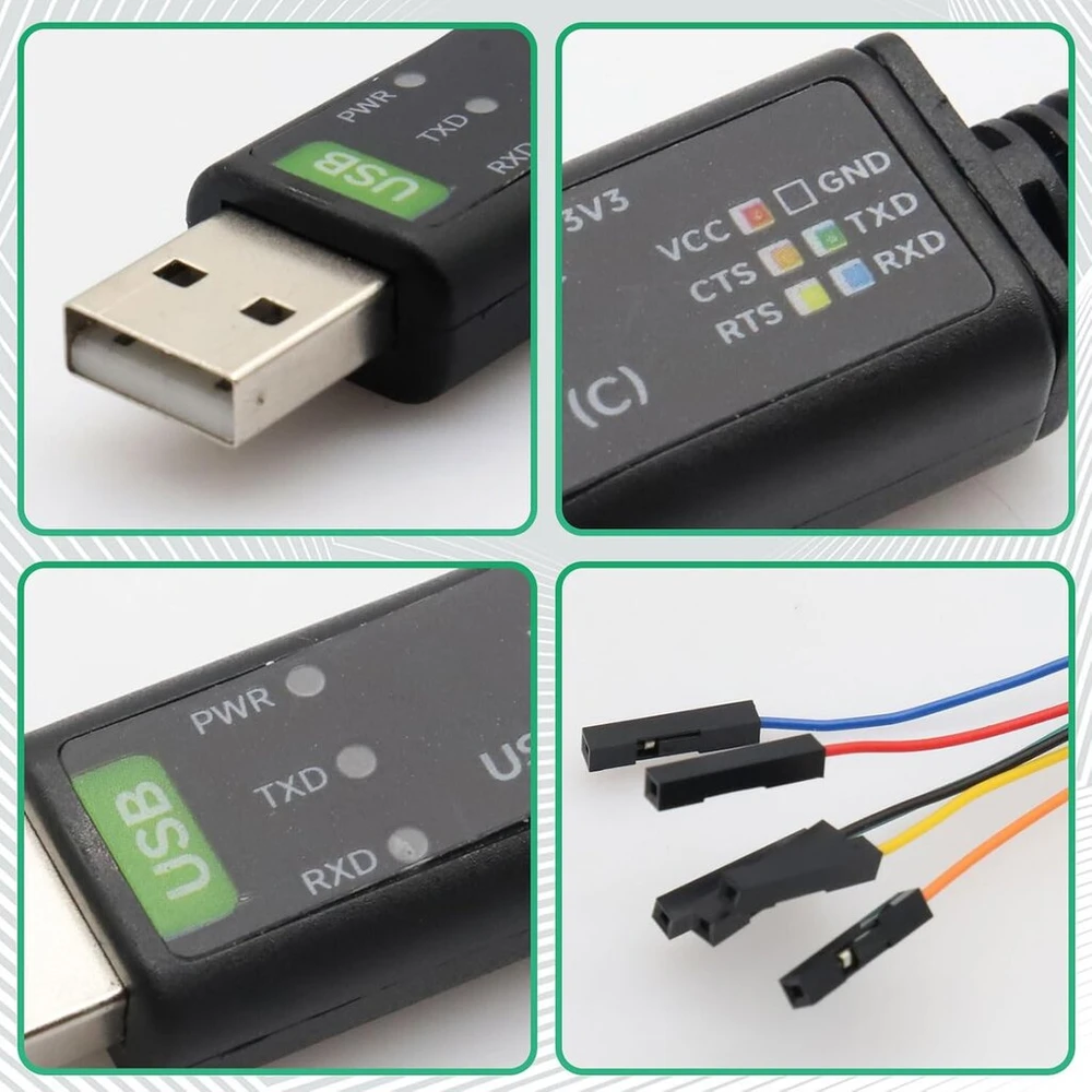 Aywhp 1.8m / 5.9ft usb į ttl serial kabelis ft232rl usb ttl adapteris su 4 kontaktų jungtimi + sh1.0 3 kontaktų jungtis, skirta win7/8/10/11/mac/linux/r-pi 5