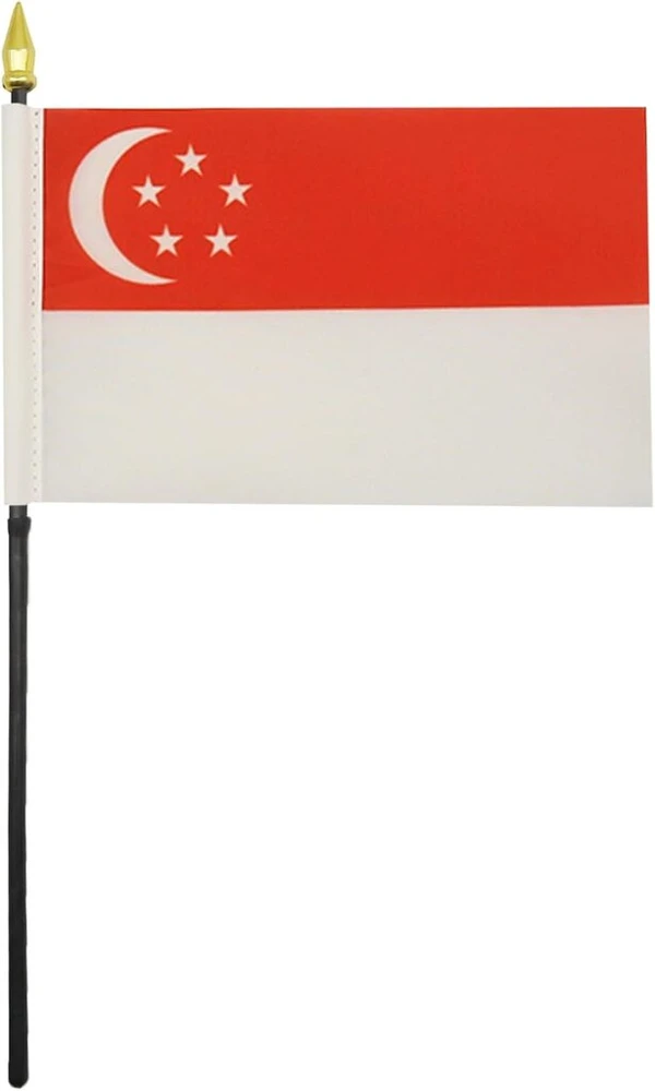 Az flag singapūro stalo vėliava 4'' x 6'' - singapūro stalinė vėliava 15 x 10 cm - auksinė ieties viršūnė