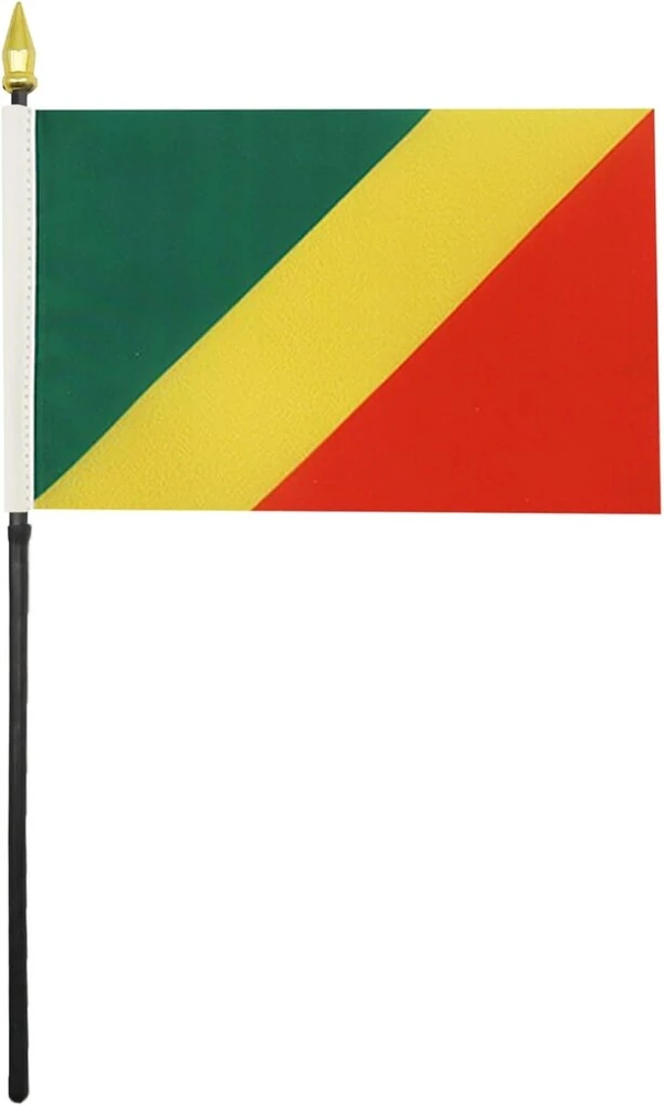 Az flag - stalo vėliava Kongo respublika - 15 x 10 cm auksinis stovas - Kongo stalo vėliava 10 x 15 cm - vėliavos