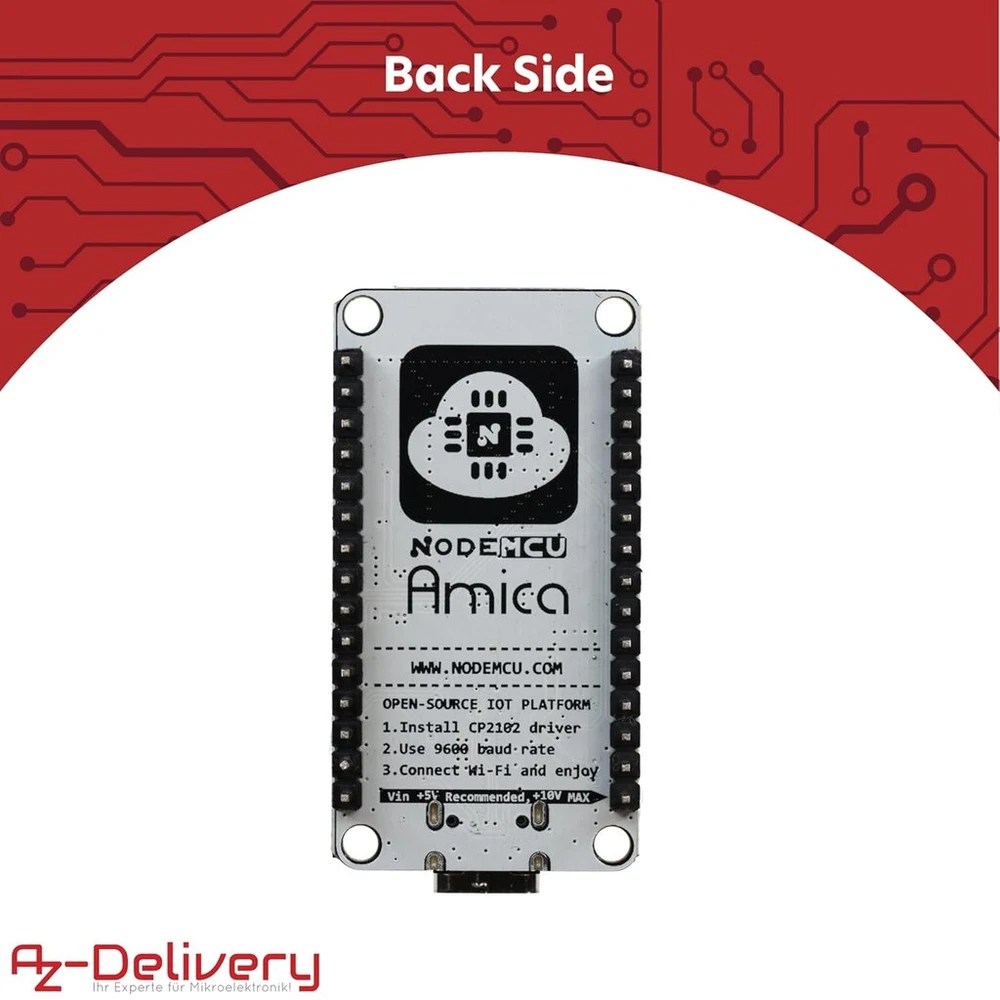 Azdelivery 3 x nodemcu amica modulis v2 esp8266 esp-12f wifi su usb-c jungtimi - node mcu esp 8266 wifi kūrimo plokštė su cp2102, suderinama su arduino - įskaitant e-knygą