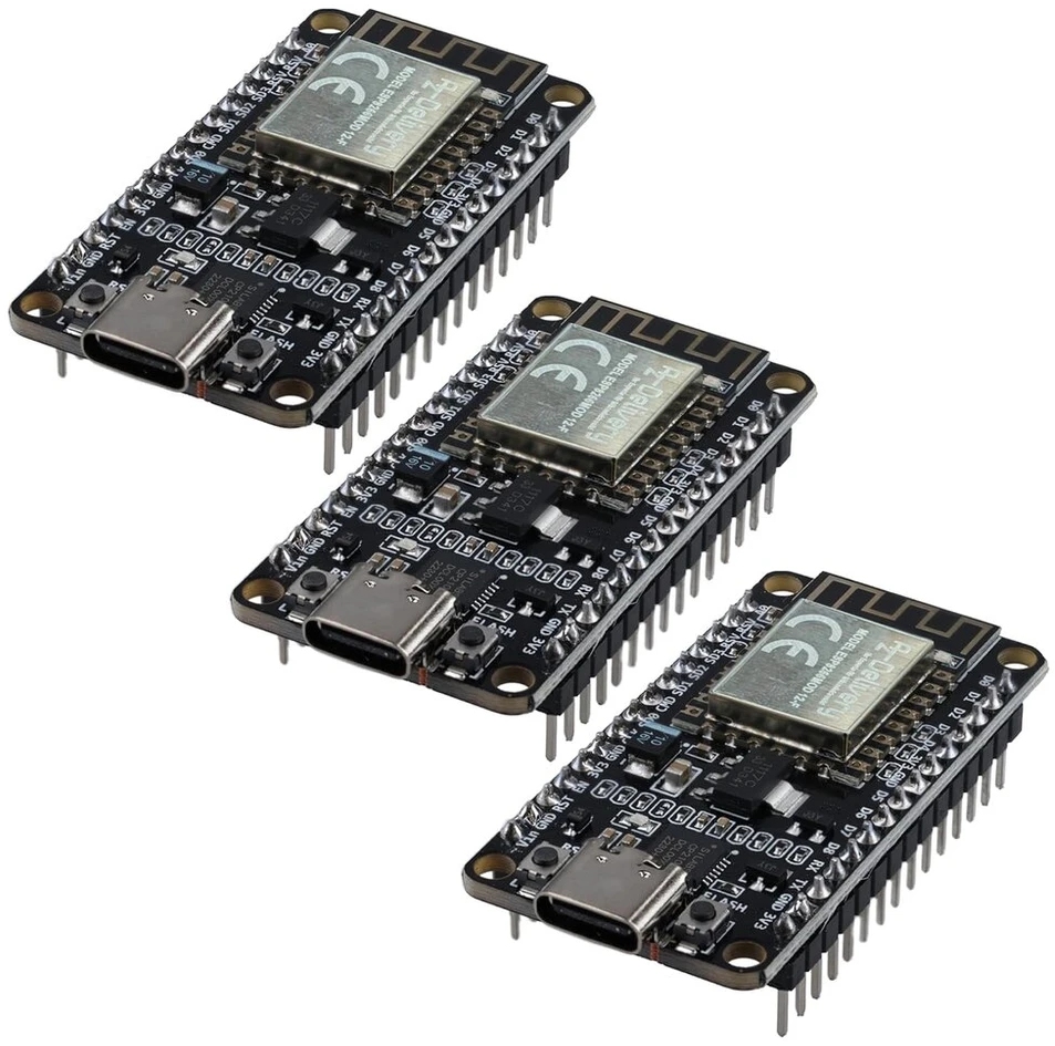 Azdelivery 3 x nodemcu amica modulis v2 esp8266 esp-12f wifi su usb-c jungtimi - node mcu esp 8266 wifi kūrimo plokštė su cp2102, suderinama su arduino - įskaitant e-knygą