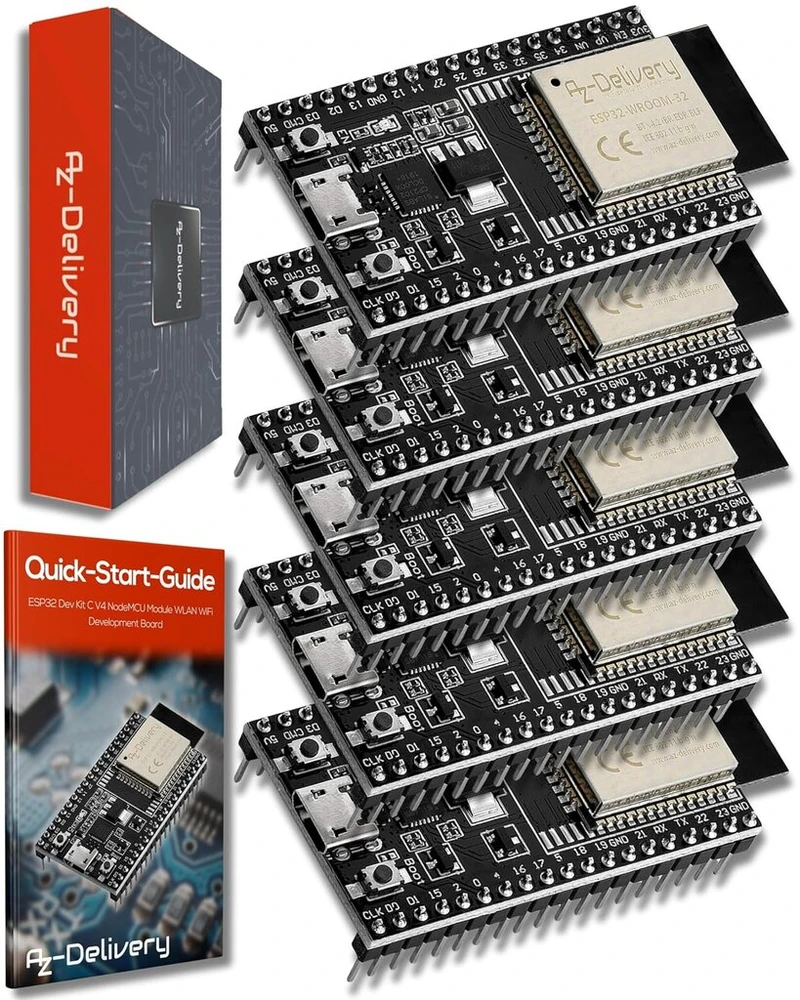 Azdelivery 5 x Esp32 Dev Kit C V4 Nodemcu Wlan Wifi plokštė, suderinama su Arduino, su e-knyga! (esp32 Dev Kit C V2 įpėdinis)