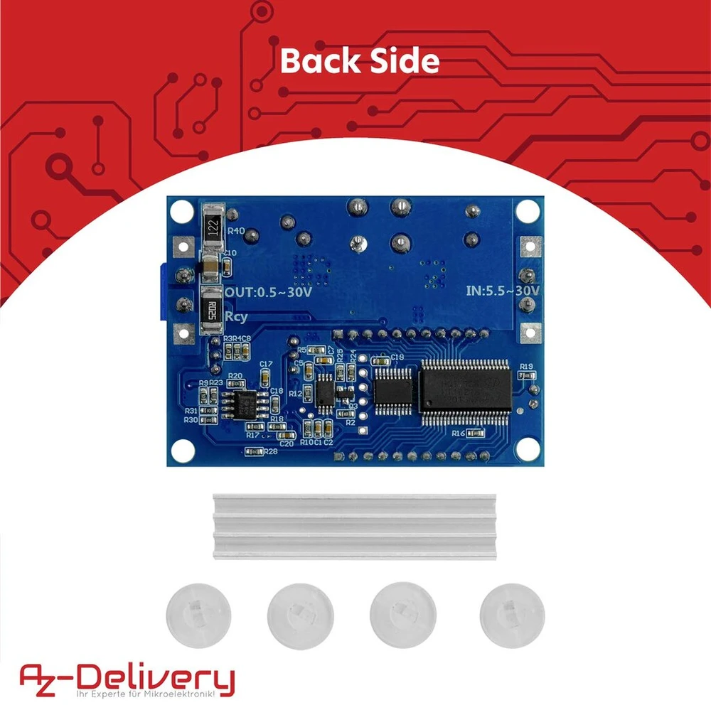 Azdelivery hw-140 dc-dc buck boost galios keitiklis automatinis step up/down, voltų ir amperų matuoklis lcd ekranas, įtampos keitiklis 3a 5.5v-30v į 0.5v-30v suderinamas su arduino, įskaitant e-knygą!