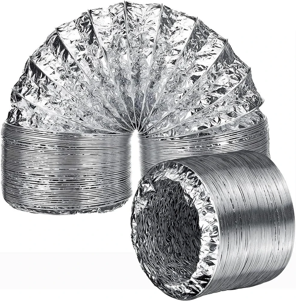 Aziticy aliuminio ventiliacijos žarna, lanksti aliuminio žarna, 150 mm, lanksti aliuminio žarna, oro žarna, ištraukiamasis oras oro kondicionieriams, džiovyklėms, gartraukiui, džiovyklės priedai (skersmuo 150 mm x 2 m)