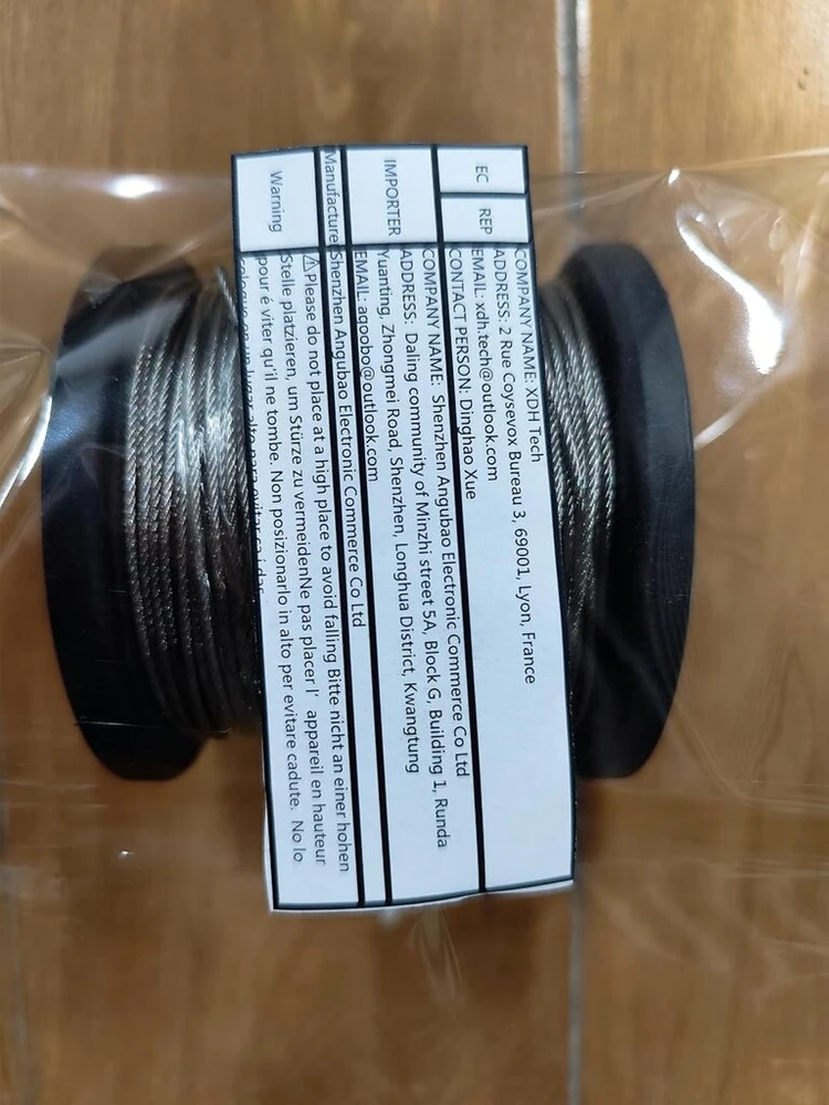 Azkeegrey 1.5mm trosas, 100m 304 nerūdijančio plieno trosas, nerūdijančio plieno viela 7 x 7 gijos, nerūdijančio plieno viela su 100 užspaudžiamų gnybtų kilpomis, 158kg trūkimo stipris