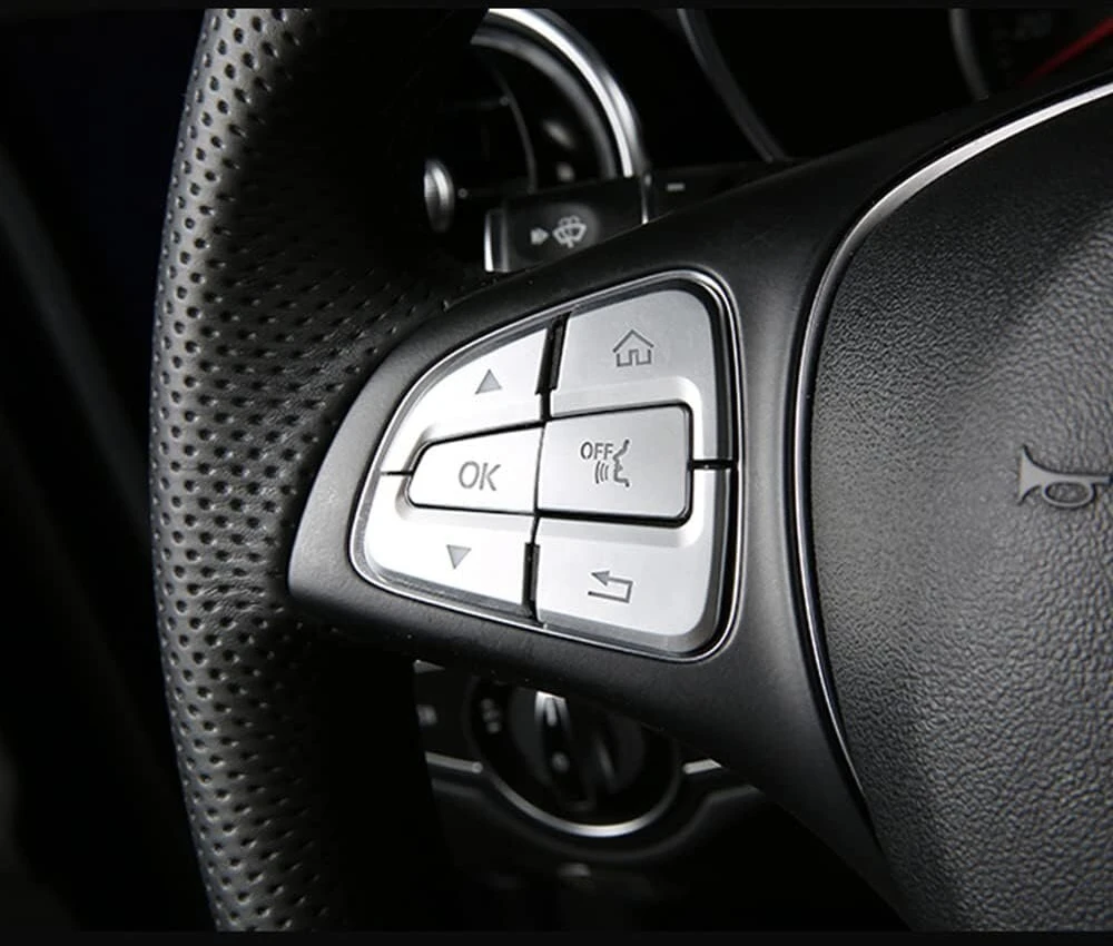 Baceyong automobilio stiliaus vairo rankenėlės dangtelio lipdukas, suderinamas su Mercedes Benz Gla Cla Gls Gle Cls Sl A B klase