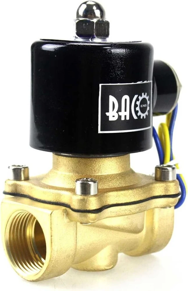 Ventiliatorius Bacoeng 3/4" Bsp Ac220v žalvarinis elektrinis solenoidinis vožtuvas N/c orui vandeniui alyvai