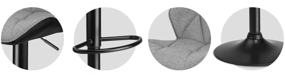 Bar Hoker su „Castel Backrest“ - 2 vienetai - juoda ir pilka