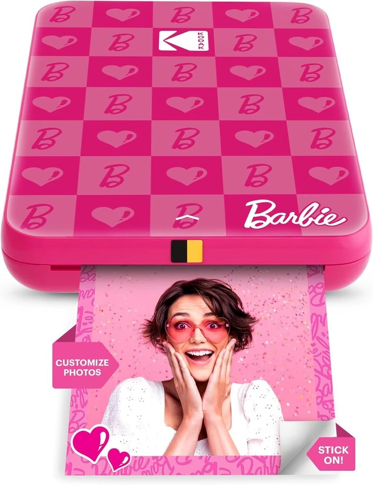 Barbie x Kodak Step Slim belaidis momentinis nešiojamas nuotraukų spausdintuvas - spalvotos nuotraukos su Zinc 2 x 3 colių lipdukų pagrindu iš Ios ir Android įrenginių per Bluetooth programėlėje - ikoniškas stilius