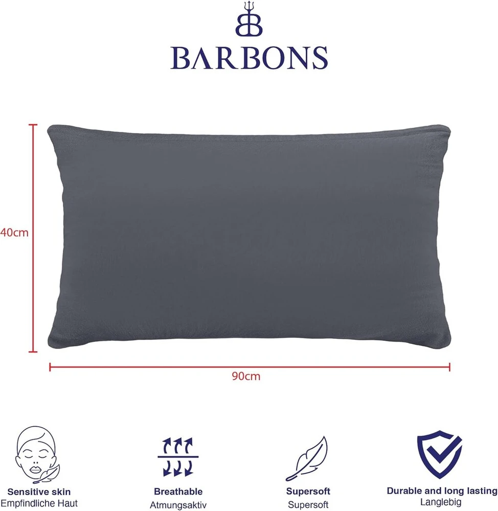 Barbons pagalvės užvalkalas 40 x 90 cm, antracito spalvos, 2 vnt. - 165 g/m², oeko-tex sertifikuotas pagalvės užvalkalas, 100% jersey medvilnės minkšti pagalvėlių užvalkalai su užtrauktuku (40 x 90 antracito spalvos)
