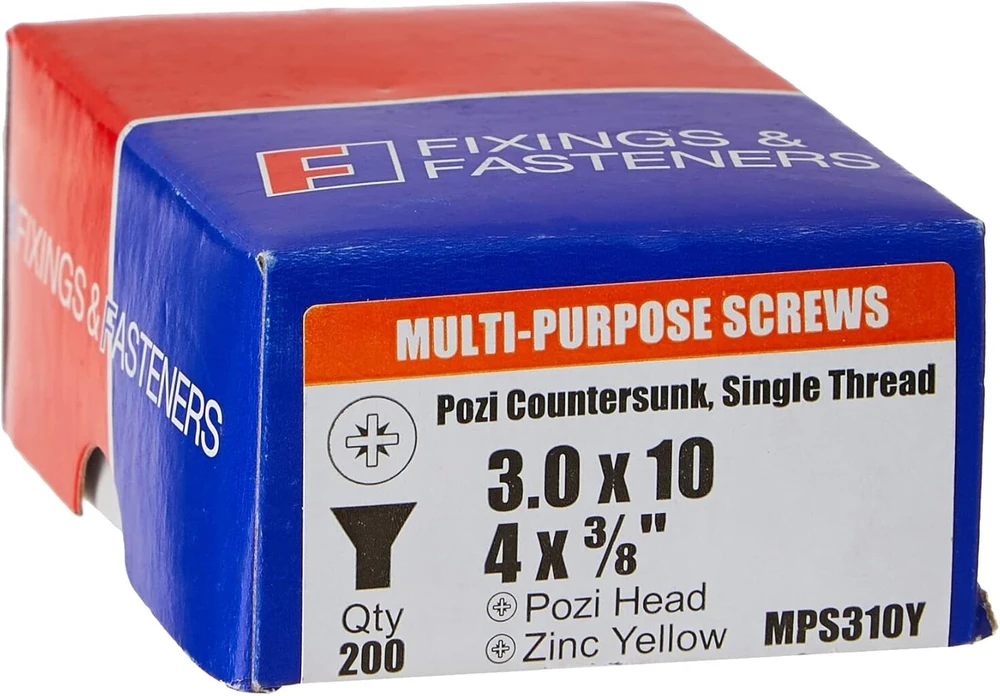 Bargainscrews universalūs medienos drožlių plokščių varžtai, 200 vnt., įvairiaspalviai