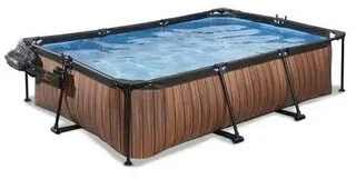 Baseinas Exit Woodpool stačiakampis 300x200x65 cm su filtruojančiu siurbliu, rudas