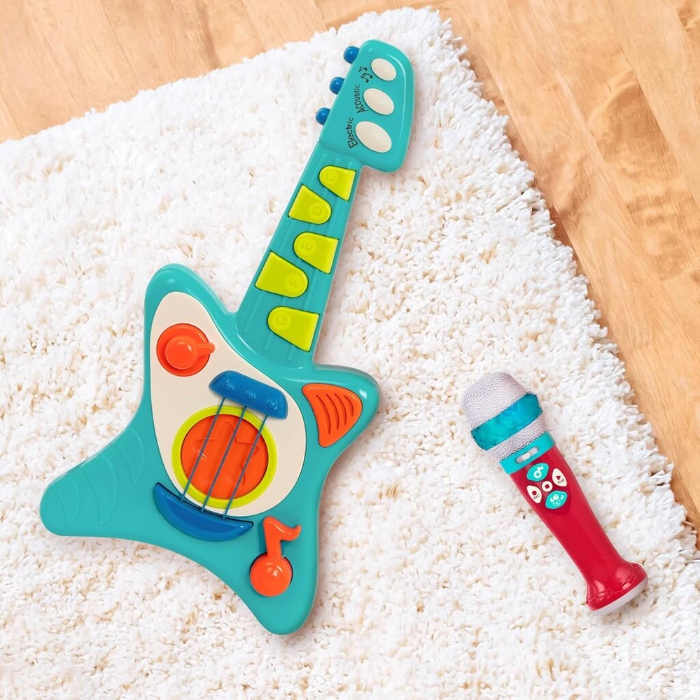 Battat Bt4679z Lil' Rockers vaikiška gitara E, instrumentas su dainomis, akustinė gitara ir elektrinė gitara