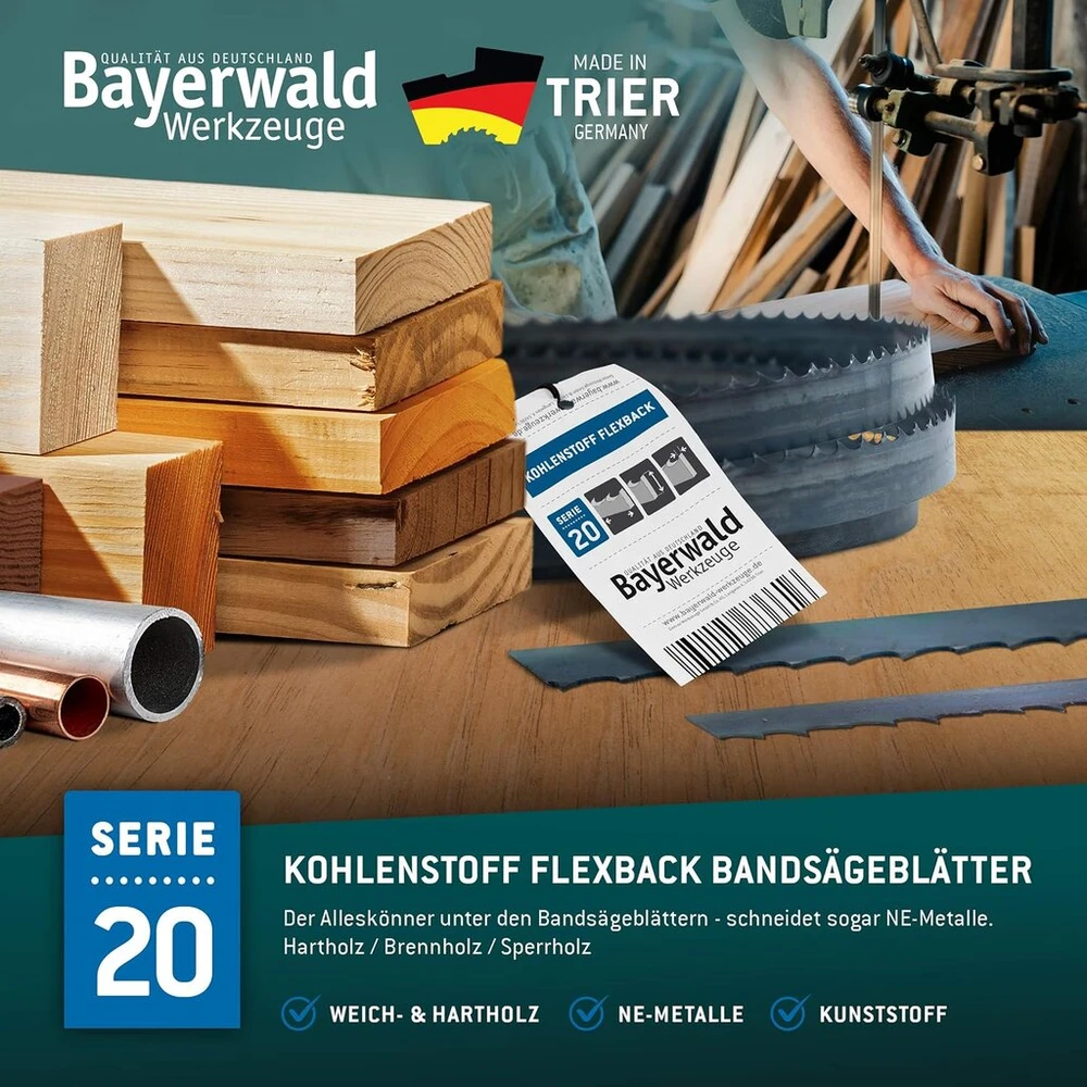 Bayerwald įrankių plieno juostinis pjūklas - 1505 x 6 x 0.36 x 6 / medienai, spalvotiesiems metalams, plastikui, plonoms plokštėms / pjūklo juosta, tinkama elektra beckum ir kt.