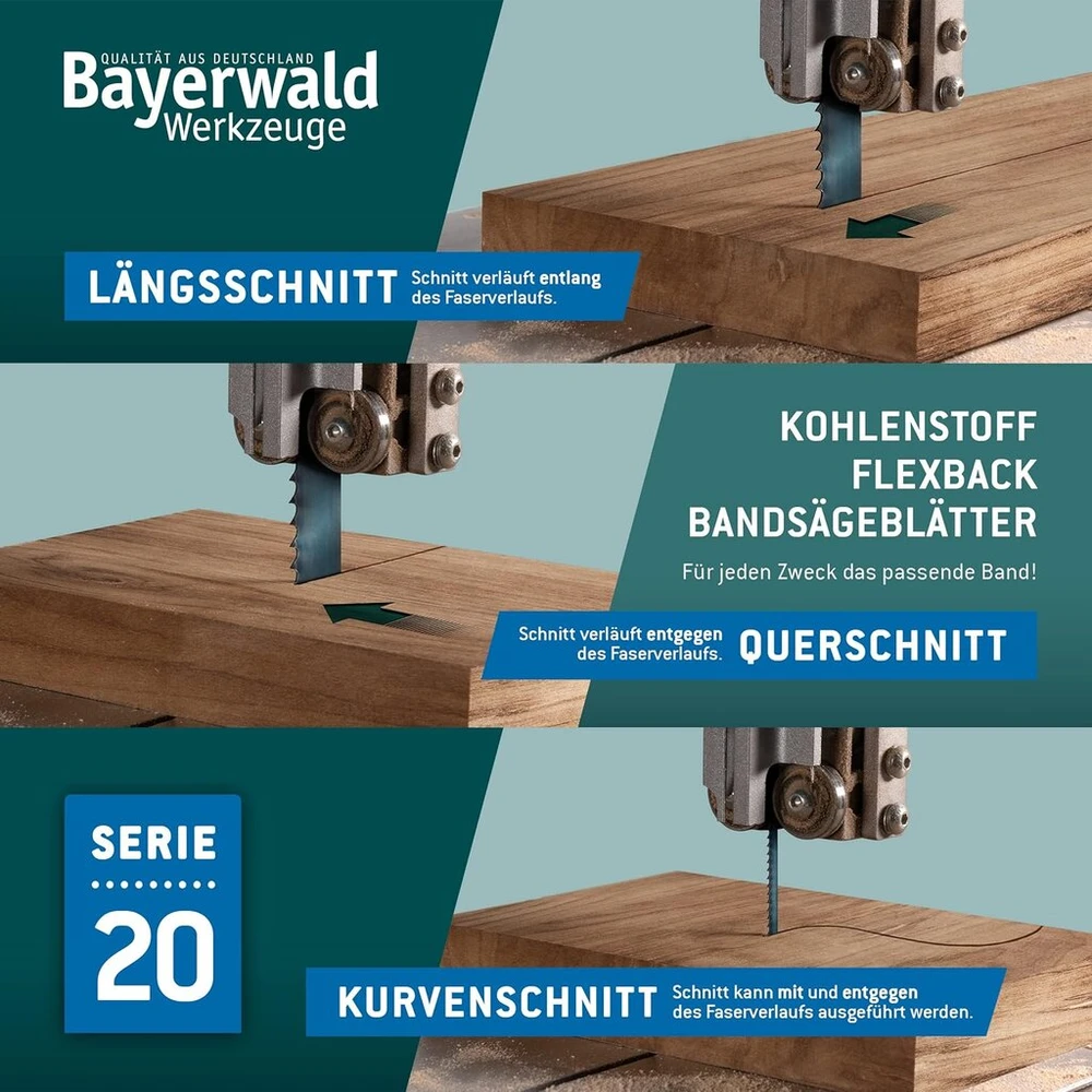 Bayerwald įrankių plieno juostinis pjūklas - 1505 x 6 x 0.36 x 6 / medienai, spalvotiesiems metalams, plastikui, plonoms plokštėms / pjūklo juosta, tinkama elektra beckum ir kt.