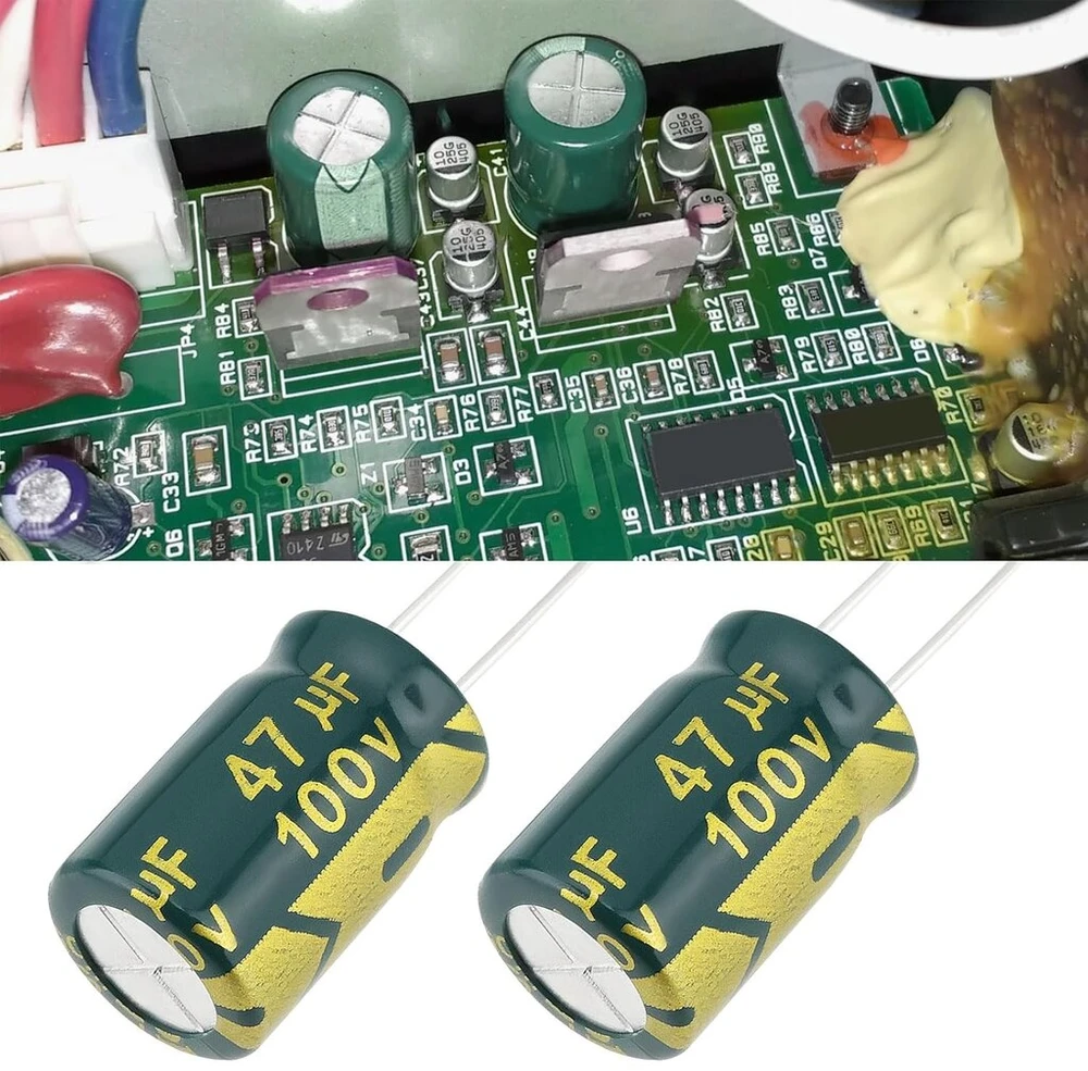 Monitorius Be In Your Mind 10 vnt. 47uf 100v 105°c radialiniai aukšto dažnio aliuminio elektrolitiniai kondensatoriai ± 20%, tinkami televizorių lcd monitorių žaidimų remonto dalims 8 x 12 mm