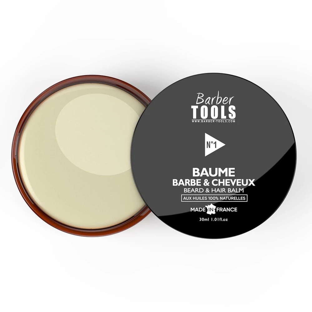 Beard Balm | N°1 | su 100% natūraliais aliejais 30 ml - pagaminta Prancūzijoje - maitina, drėkina, tekstūruoja. Su 2 vaškais, 2 sviestais, 5 augaliniais aliejais, 2 eteriniais aliejais, vitaminu E Barber Tools
