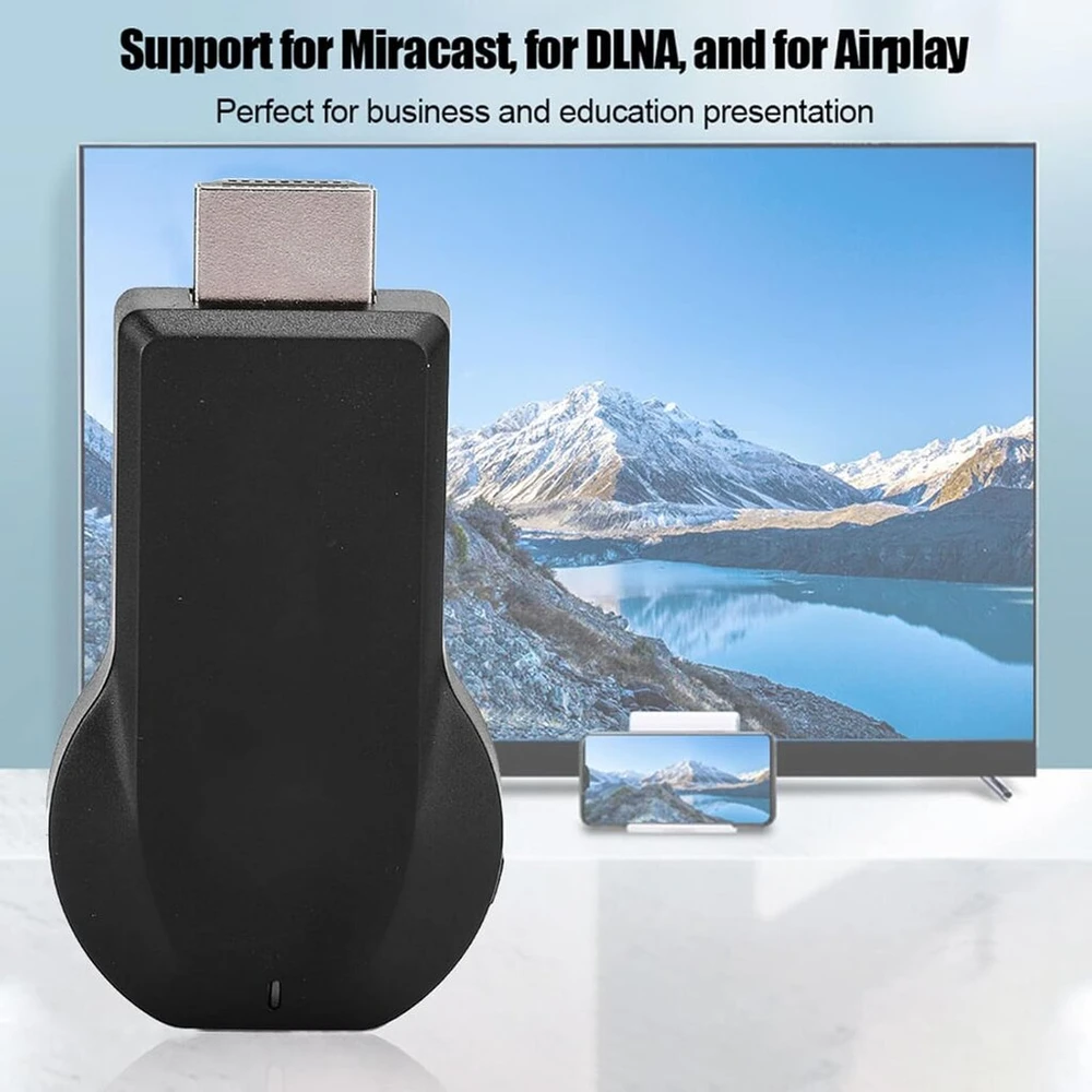 Ausinės Belaidis ekrano siųstuvas, Wifi 1080p Hdmi ekrano imtuvas, Wifi srautinio vaizdo imtuvo palaikymas Miracast Dlna, telefono, planšetinio kompiuterio, nešiojamojo kompiuterio atspindžio palaikymas į Hdtv, nereikia programėlių