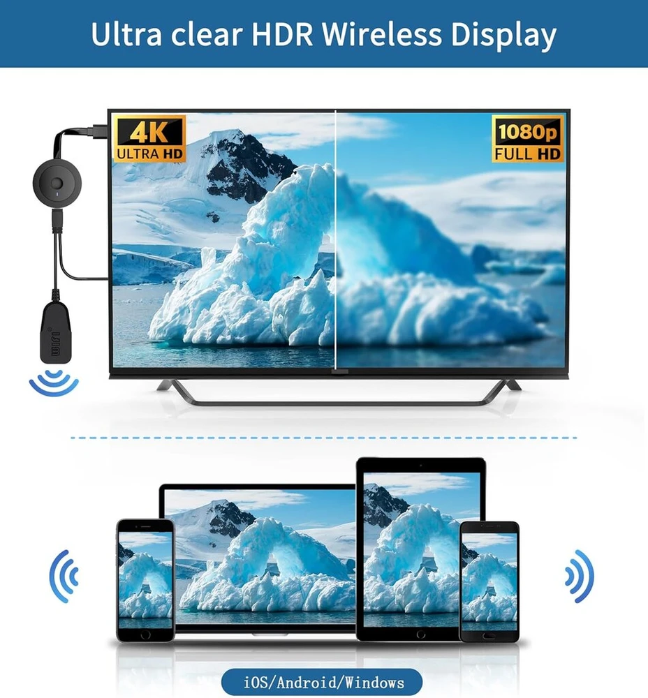 Ausinės Belaidis Hdmi Dongle 4k Media Transliacijai