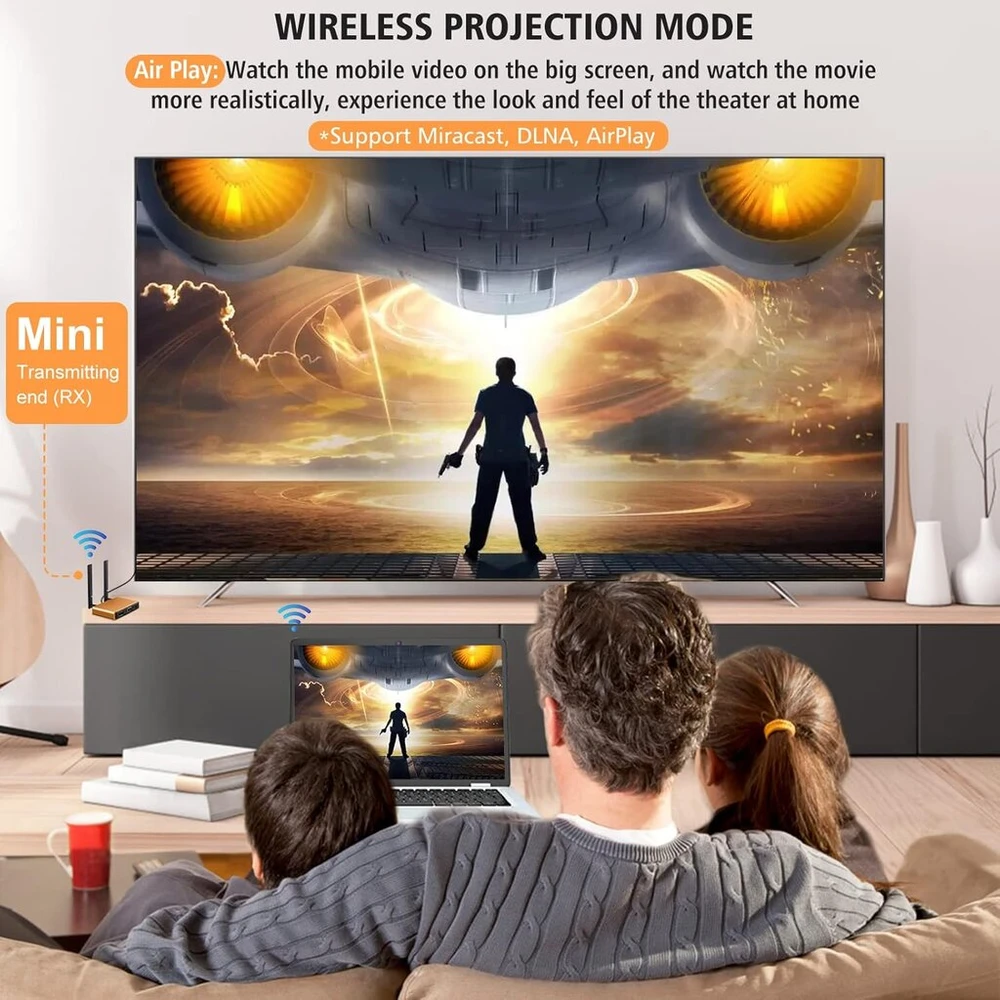 Ausinės Belaidis hdmi siųstuvas ir imtuvas 4k, 5g hd hdmi belaidis imtuvas 164ft/50m, belaidis hdmi siųstuvas palaiko garso ir vaizdo įrašus iš mac/tabletės/pc/kameros/ps4/5 į hdtv/projektorių/monitorių, oranžinis