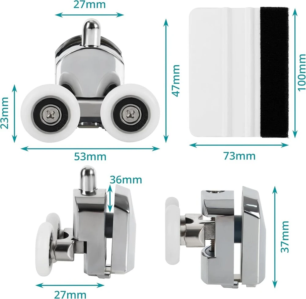 Belle Vous dušo kabinos ratukų rinkinys (4 vnt.) - 23 mm skersmens ratukai su cinko lydiniu - stumdomų durų volelių rinkinys dušui - 4 dušo durų ratukų rinkinys stumdomoms durims - atsarginiai ratukai dušui