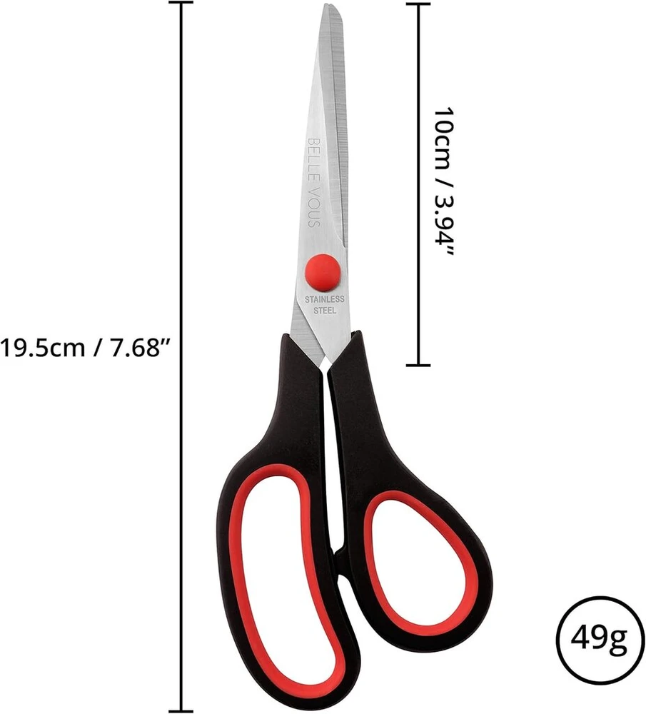 Belle Vous žirklių rinkinys, didelis paketas, 10 vnt. - 19,5 cm bendras ilgis - buitinės žirklės, aukštos kokybės aštrūs nerūdijančio plieno ašmenys - minkštos patogios rankenos - skirtos biurui, mokyklai ir namams - universalios rankdarbių žirklės