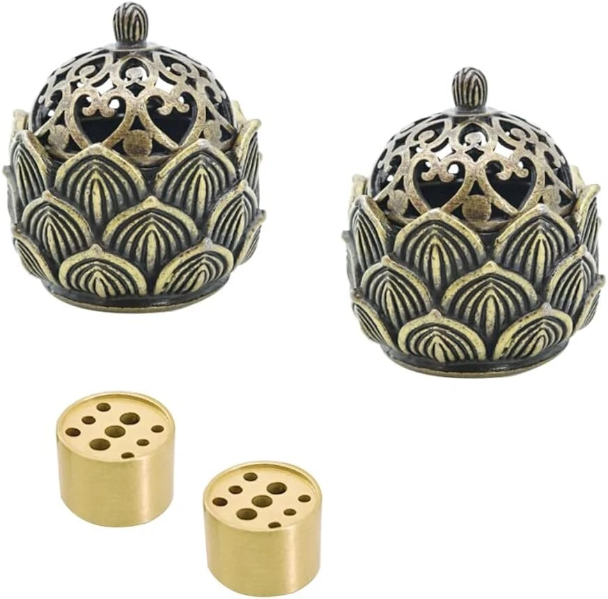 Belvanr lotus mini smilkalų degiklis, 2 vnt., smilkalų lazdelės laikiklis, lotus smilkalų laikiklis, smilkalų degiklis su dangteliu, lotus smilkalų degiklis, smilkalų dubuo, smilkalų degiklis dekoravimui