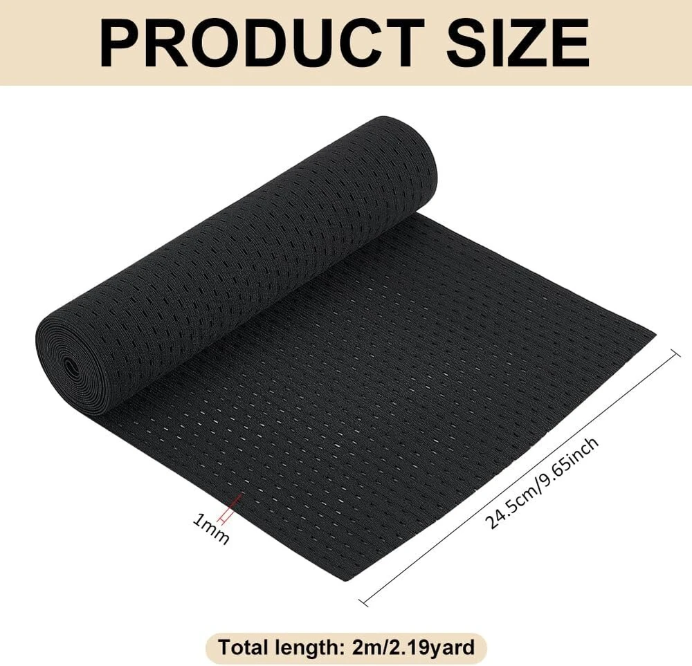 Benecreat 24.5 cm elastinga megzta juosta, 2 m juoda kilpinė juosta, kvėpuojanti pilvo juosta vyrams ir moterims, elastinga juosta siuvimui, tampri juosta juosmeniui, riešo juosta, "pasidaryk pats" amatai