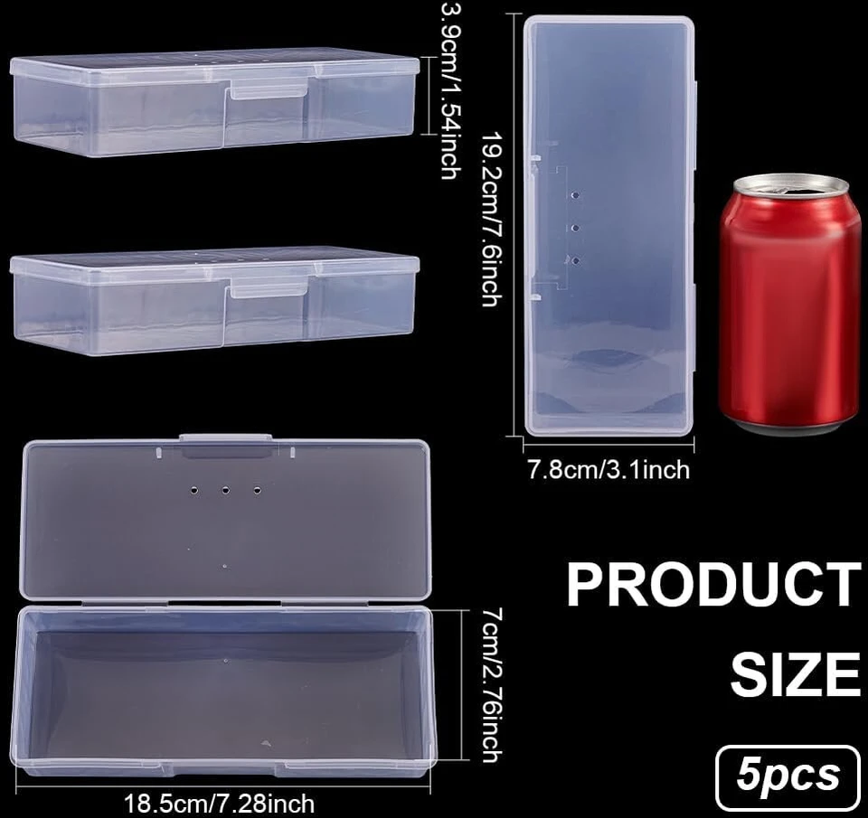 Benecreat stačiakampis didelis skaidrus plastikinis dėžutė karoliukams, skirtas daiktams, tabletėms, žolelėms, smulkiems karoliukams, papuošalų priedams, 19x7.8x4cm