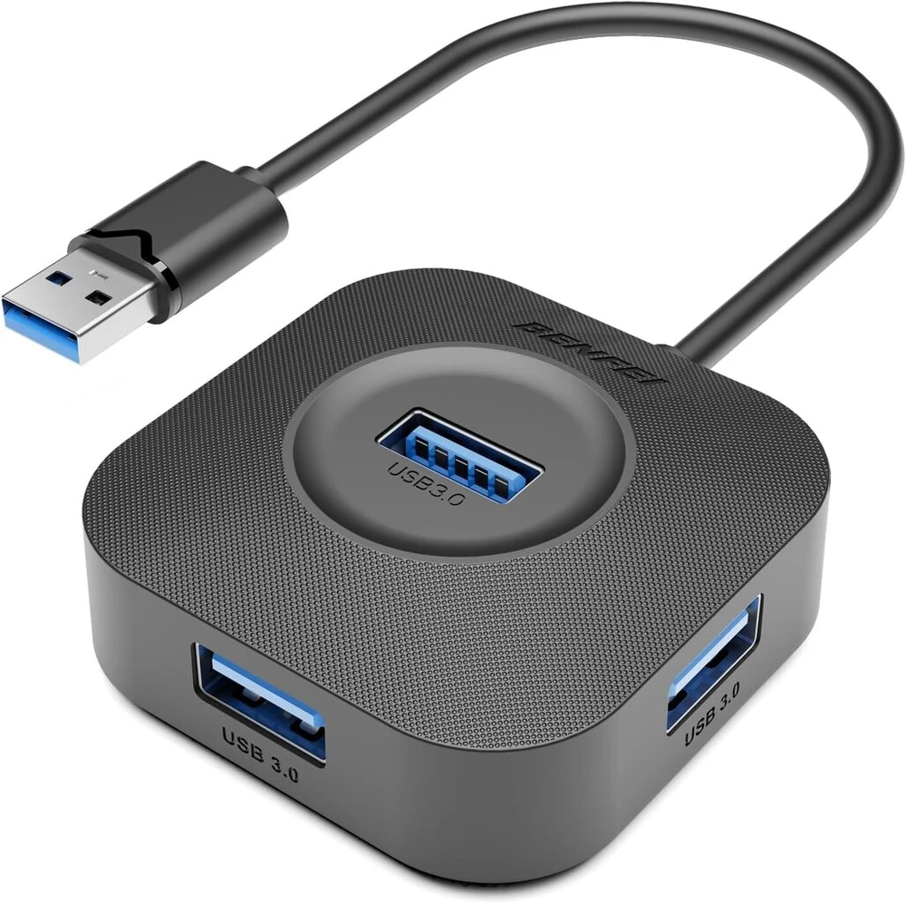 Benfei 4 prievadų usb 3.0 šakotuvas, usb skirstytuvas 5 gbps usb kelių jungčių usb a skirstytuvas, skirtas pelei, klaviatūrai, atmintinei, u diskui, spausdintuvui, suderinamas su nešiojamuoju kompiuteriu, stacionariu kompiuteriu, XBOX ps5 ir meh