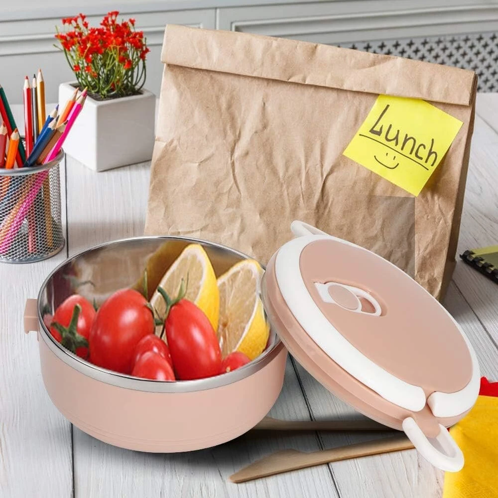 Bento priešpiečių dėžutė, nerūdijantis plienas, 2 vnt., rožinė nešiojama priešpiečių dėžutė, vieno sluoksnio bento dėžutė pietums, užkandžiams, mokyklai, kelionėms, maisto ruošimo laikymo konteineris su dangteliu