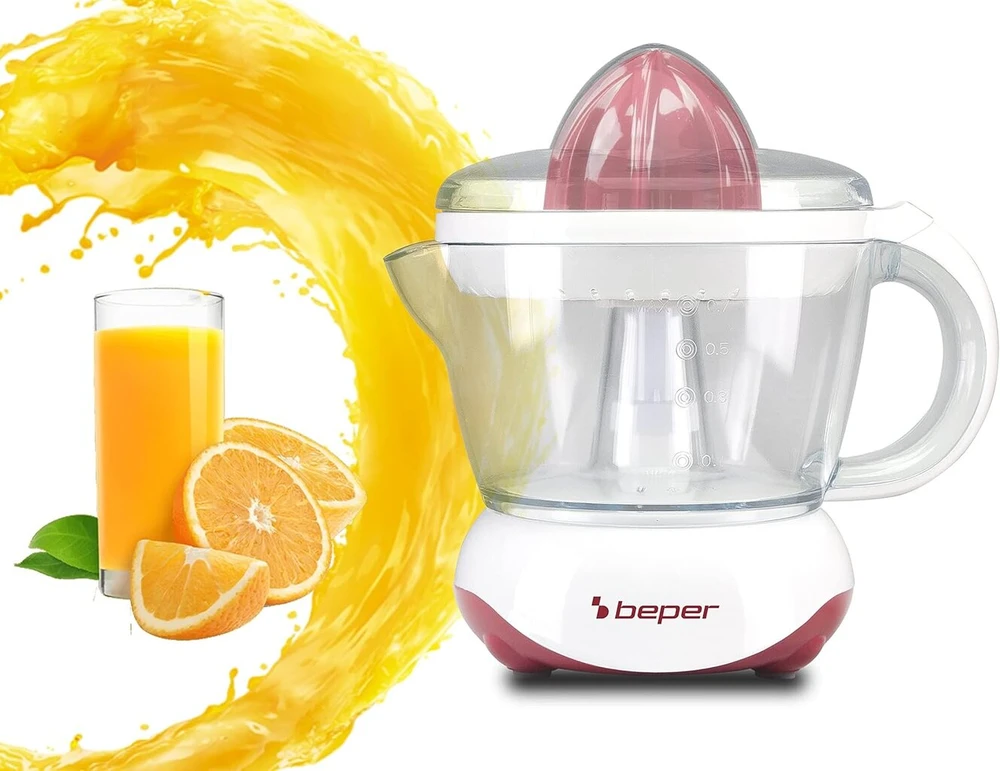 Beper baltas/raudonas Bp.101h apelsinų sulčiaspaudė 700 ml elektrinė citrusinių vaisių sulčiaspaudė, 25, akrilonitrilo butadieno stirenas (abs), 700 ml