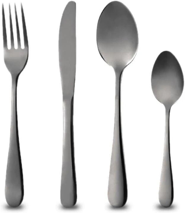 Bergner 24 vnt. nerūdijančio plieno stalo įrankių rinkinys, juodas