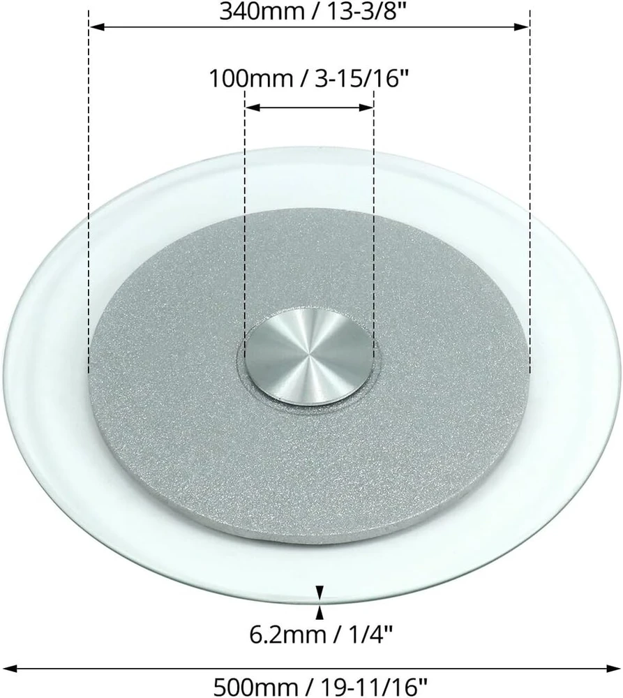 Besisukanti stiklo serviravimo lėkštė, 50 cm